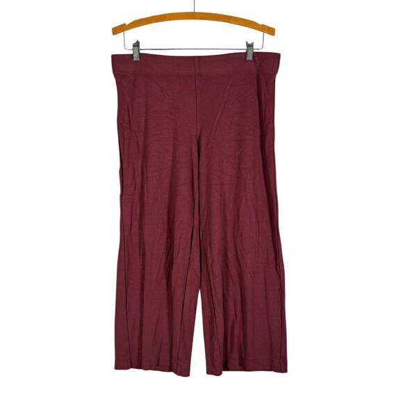 LOFT Maroon Wide Leg Pull-On Cropped Pants Women’s Medium Stretch Work Casual - Picture 3 of 8
